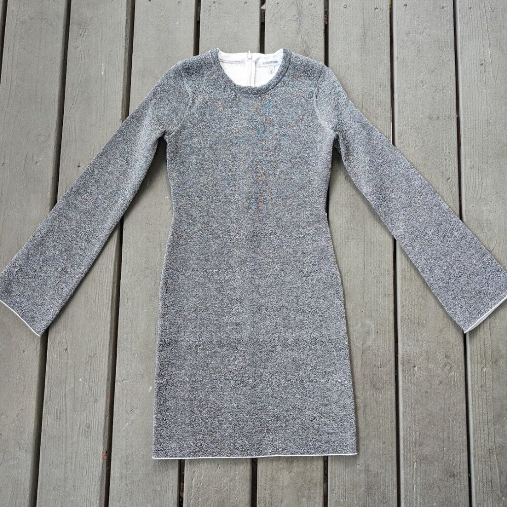 Good American Silver Sparkle Bell Sleeve Mini Dress‎ XS - Picture 2 of 9